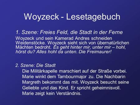 Woyzeck - Lesetagebuch