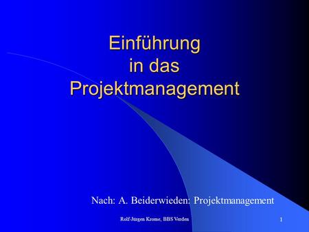 Einführung in das Projektmanagement