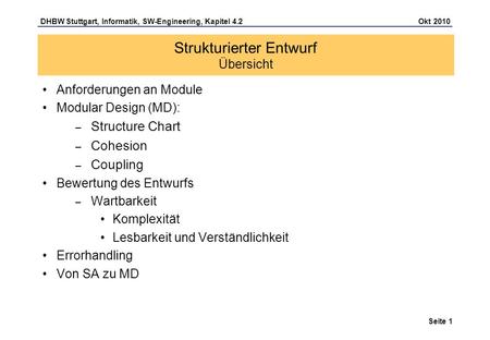 Strukturierter Entwurf Übersicht