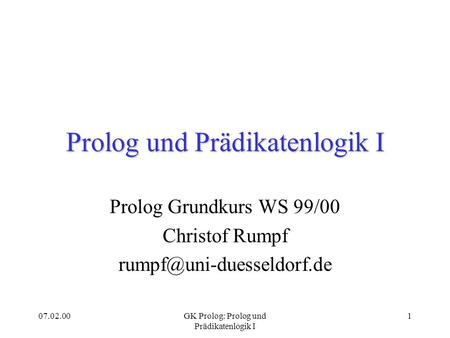 Prolog und Prädikatenlogik I