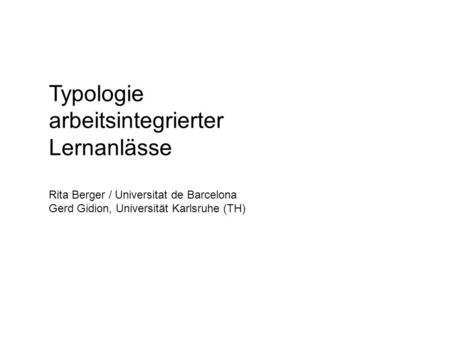 Typologie arbeitsintegrierter Lernanlässe