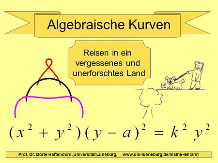 Algebraische Kurven Prof. Dr. Dörte Haftendorn, Universität Lüneburg, www.uni-lueneburg.de/mathe-lehramt Reisen in ein vergessenes und unerforschtes Land.