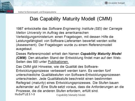 Das Capability Maturity Modell (CMM)