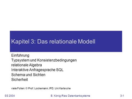 Kapitel 3: Das relationale Modell
