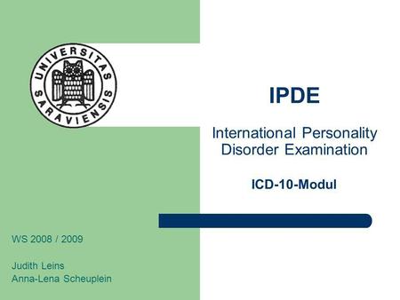 IPDE International Personality Disorder Examination ICD-10-Modul