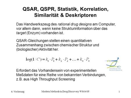 QSAR, QSPR, Statistik, Korrelation, Similarität & Deskriptoren