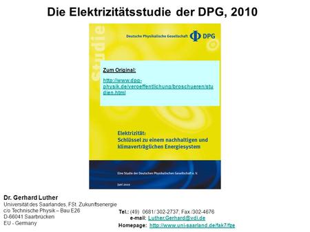 Die Elektrizitätsstudie der DPG, 2010