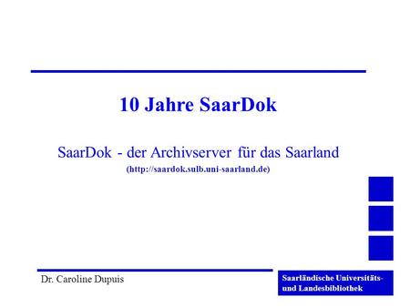 SaarDok - der Archivserver für das Saarland