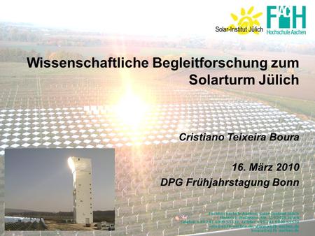 Wissenschaftliche Begleitforschung zum Solarturm Jülich
