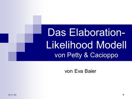 Das Elaboration-Likelihood Modell von Petty & Cacioppo