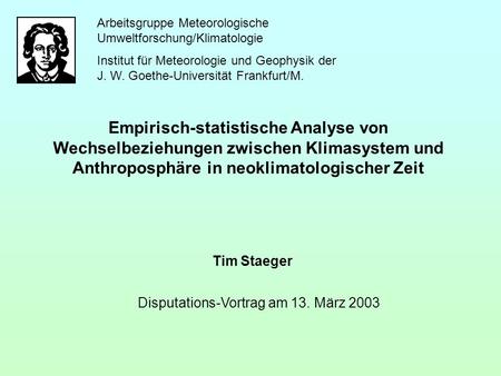 Disputations-Vortrag am 13. März 2003