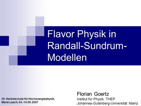 Flavor Physik in Randall-Sundrum-Modellen