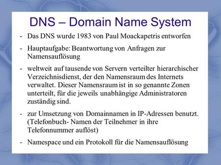 DNS – Domain Name System