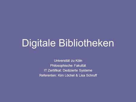 Digitale Bibliotheken