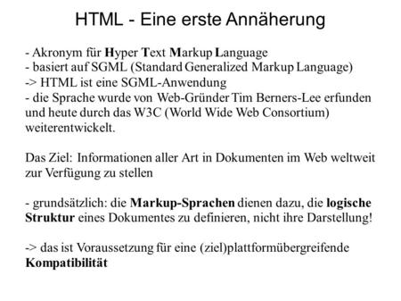 HTML - Eine erste Annäherung