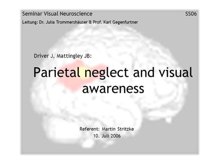 Parietal neglect and visual awareness