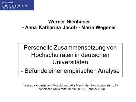 Werner Nienhüser - Anna Katharina Jacob - Maria Wegener