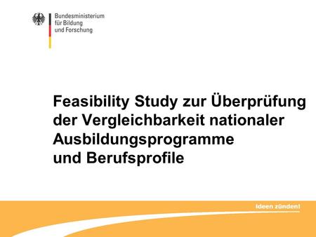 Feasibility Study zur Überprüfung der Vergleichbarkeit nationaler Ausbildungsprogramme und Berufsprofile.
