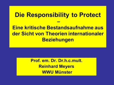 Prof. em. Dr. Dr.h.c.mult. Reinhard Meyers WWU Münster