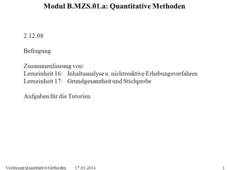 Modul B.MZS.01.a: Quantitative Methoden