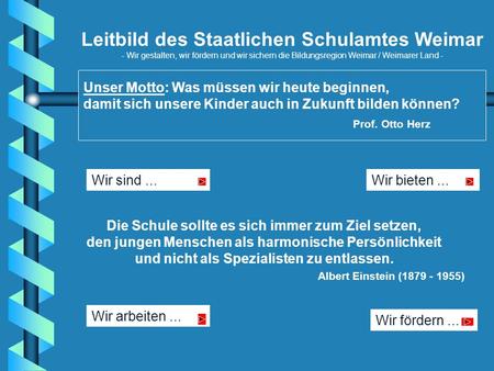 Leitbild des Staatlichen Schulamtes Weimar - Wir gestalten, wir fördern und wir sichern die Bildungsregion Weimar / Weimarer Land - Unser Motto: Was müssen.