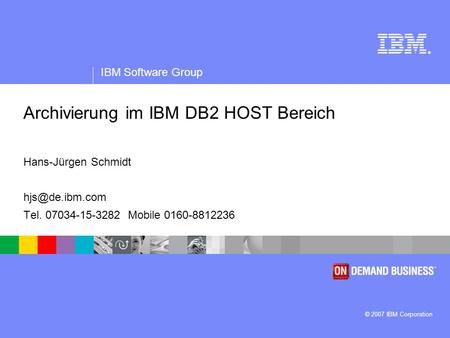Archivierung im IBM DB2 HOST Bereich