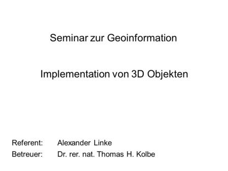Seminar zur Geoinformation