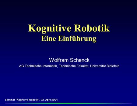 Kognitive Robotik Eine Einführung