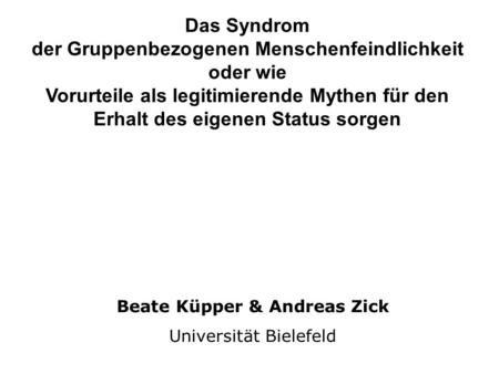 Beate Küpper & Andreas Zick