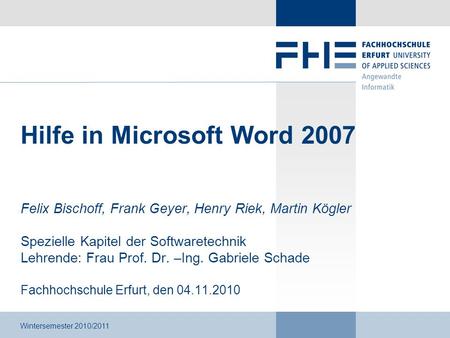 Hilfe in Microsoft Word 2007