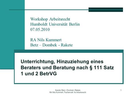 Workshop Arbeitsrecht Humboldt Universität Berlin