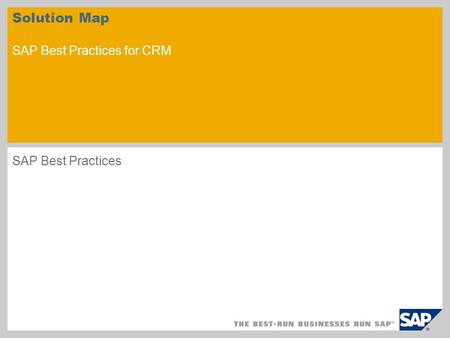 Solution Map SAP Best Practices for CRM