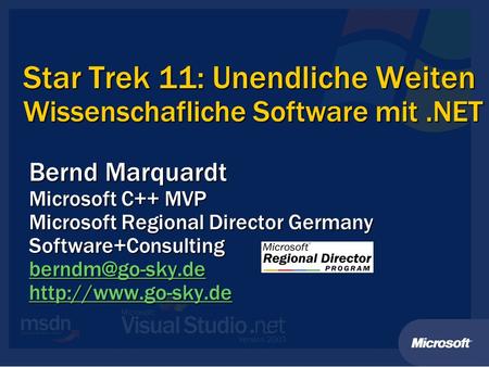 Star Trek 11: Unendliche Weiten Wissenschafliche Software mit .NET