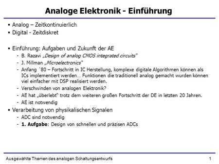 Analoge Elektronik - Einführung