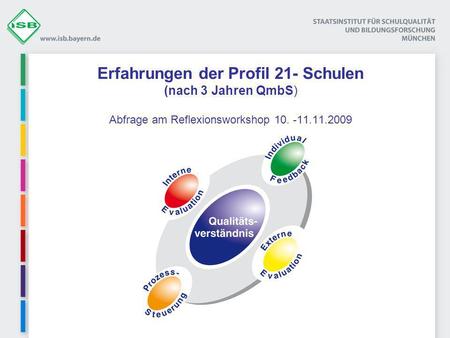 Erfahrungen der Profil 21- Schulen (nach 3 Jahren QmbS) Abfrage am Reflexionsworkshop 10. -11.11.2009.