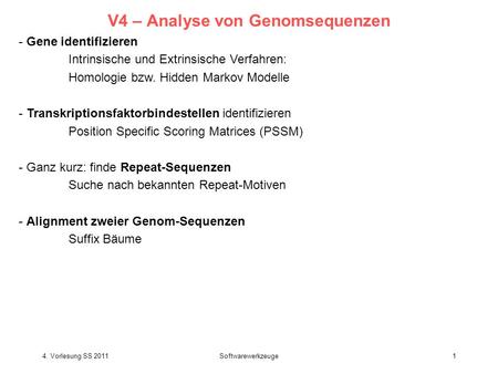 V4 – Analyse von Genomsequenzen