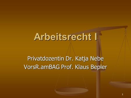 Privatdozentin Dr. Katja Nebe VorsR.amBAG Prof. Klaus Bepler