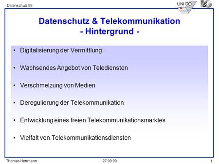 Datenschutz & Telekommunikation - Hintergrund -