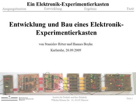 Entwicklung und Bau eines Elektronik- Experimentierkasten