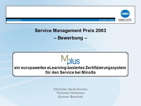 Service Management Preis 2003 – Bewerbung –