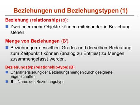 Beziehungen und Beziehungstypen (1)