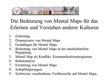 Einleitung Dimensionen von Mental Maps Grundlagen für Mental Maps