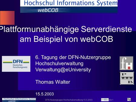 Plattformunabhängige Serverdienste am Beispiel von webCOB