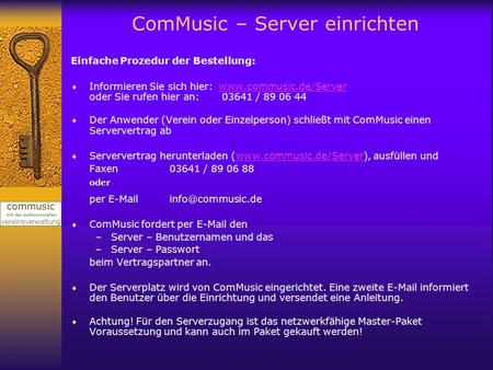 ComMusic – Server einrichten
