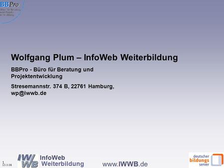 Wolfgang Plum – InfoWeb Weiterbildung