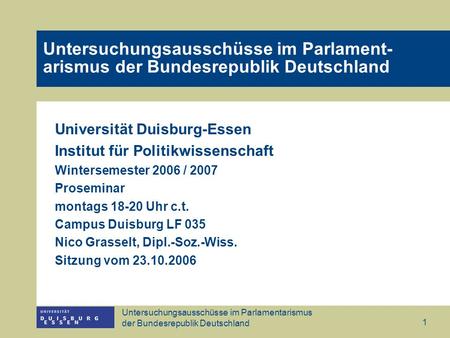 Universität Duisburg-Essen Institut für Politikwissenschaft