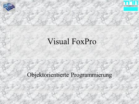 Visual FoxPro Objektorientierte Programmierung. © 1999 TMN-Systemberatung GmbH Grundbegriffe n Objekte n Eigenschaften n Methoden n Objektnamen n Klasse.