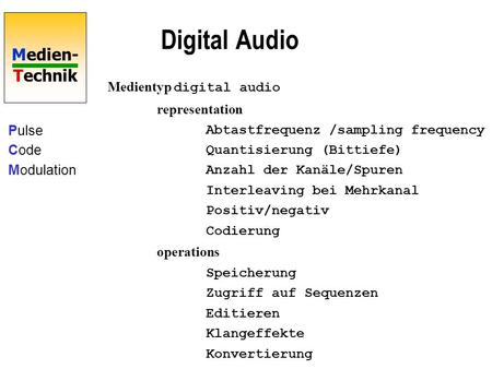 Digital Audio Medientyp digital audio representation