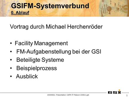 GSIFM-Systemverbund 0. Ablauf