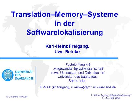 Translation–Memory–Systeme in der Softwarelokalisierung